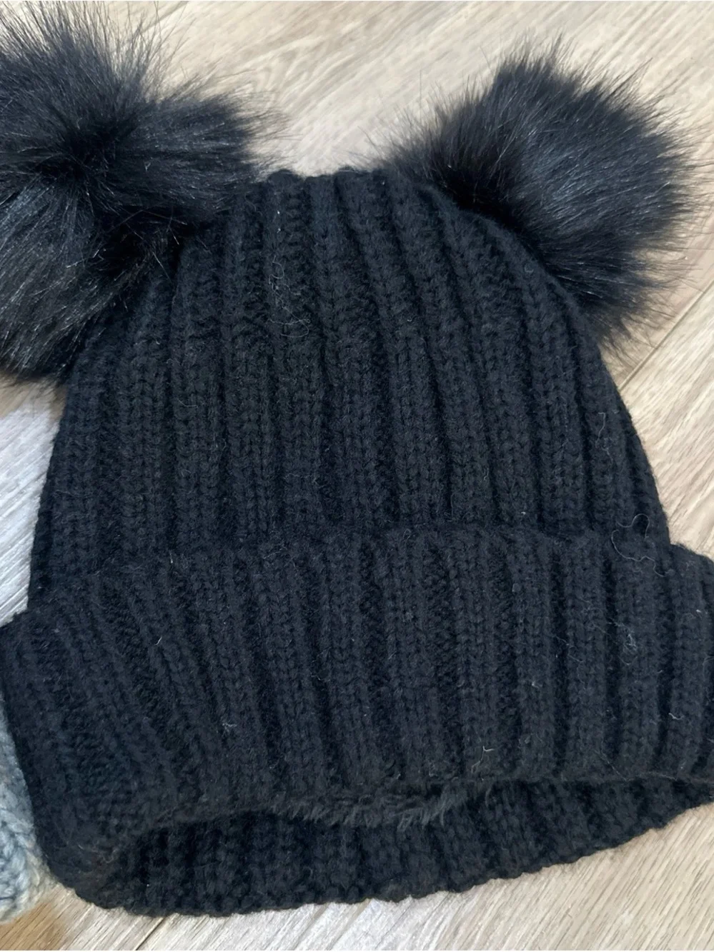 Pom-Pom Beanie Hat - Grey
